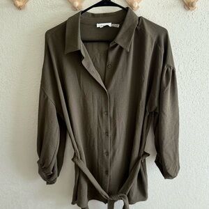 Calvin Klein Olive Button-Down Women's Shirt